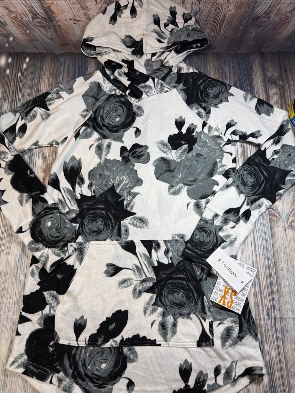 LuLaRoe Floral Hoodie Sweatshirt - Black & Gray